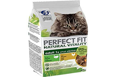 Produktbild von Perfect Fit Nassfutter für ausgewachsene sterilisiert Katzen mit Huhn und Truthahn getreidefrei 72 Beutel à 50 g - 72 x 50 g