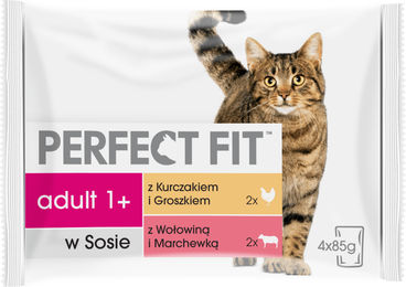 Perfect Fit Nassfutter für erwachsene Katzen mit Huhn und Rind in Sauce 4x85g - 4 x 85 g – Bild 1 von 4