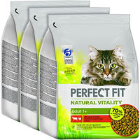 Produktbild von Perfect Fit Natural Vitality Katzenfutter Adult 1+ mit Rind und Huhn ohne Konservierungsstoffe 3 x 2,4kg - 3 x 2,4 kg