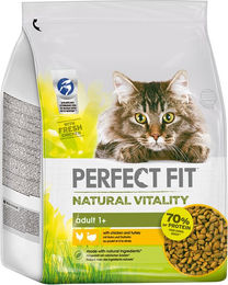 Perfect Fit Natural Vitality Katzenfutter Adult mit Huhn und Truthahn, hoher Fleischanteil, 3 x 2,4 kg Beutel - 2,4 kg – Bild 1 von 13