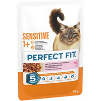 Produktbild von Perfect Fit Sensitive Katzen Nassfutter Lachs Stückchen in Sauce Adult 48 x 85 g