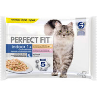 Produktbild von Perfect Fit Sterilise Indoor Adult Katzenfutter Huhn und Lachs Stückchen in Sauce 52 x 85 g - 96 x 85 g