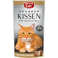 Produktbild von Perfecto Cat Feine Knabber Kissen für Haut und Fell Leckerli für erwachsene Katzen 9 x 50 g