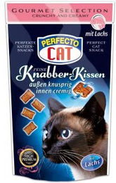 Perfecto Cat Feine Knabber Kissen Lachs Leckerli für erwachsene Katzen 50g – Bild 1 von 2
