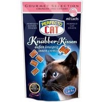 Produktbild von Perfecto Cat Feine Knabber Kissen Lachs Leckerli für erwachsene Katzen 50g