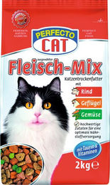 Produktbild von PERFECTO CAT Katzentrockenfutter Fleisch-Mix mit Geflügel und Rind 6 Beutel à 2000 g - 6 x 2000 g