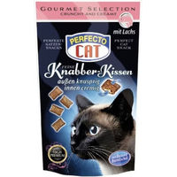 Produktbild von PERFECTO CAT Knabber-Kissen Lachs Leckerli für Katzen aller Altersstufen 9 x 50g