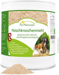 PerNaturam Fleischknochenmehl Mineralfutter Pulver für alle Hunde und Katzen zur Unterstützung von Gelenken und Knochen 1000g – Bild 1 von 2