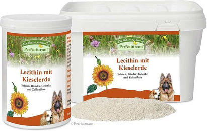 PerNaturam Lecithin Kieselerde Pulver zur Nahrungsergänzung für Hunde für Gelenke sowie Haut und Fell 1000g – Bild 1 von 2