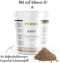 Produktbild von PERRO Bierhefe Pulver für Hunde und Katzen zur Unterstützung von Haut, Fell, Immunsystem und Verdauung 1000g