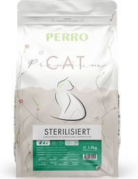 Produktbild von PERRO Cat Premium Trockenfutter für ausgewachsene Katzen Sterilisiert Geflügel Glutenfrei Light