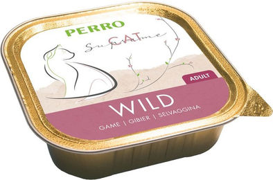 Produktbild von PERRO Cat Supreme Adult Nassfutter Katze Wild und Rind Pastete getreidefrei und glutenfrei 1000g Dose