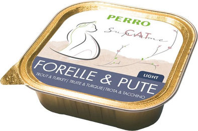 Produktbild von PERRO Cat Supreme Light Nassfutter Katze Pute und Forelle Getreidefrei und Glutenfrei Paté 1000g