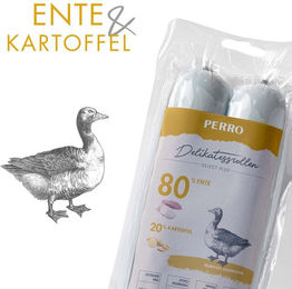 Produktbild von PERRO Delikatessrolle No.1 Ente Monoprotein Hundewurst glutenfrei 800g