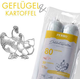Produktbild von PERRO Delikatessrolle No.1 Geflügel und Kartoffel Hundewurst Monoprotein Glutenfrei Sensitive Belohnungssnack 1000g