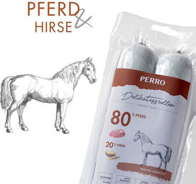 Produktbild von PERRO Delikatessrolle No.2 Pferd und Hirse Monoprotein Hundewurst glutenfrei sensitive 800g