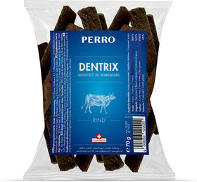 Produktbild von PERRO Dentrix Zahnpflege-Snack für Hunde mit Hirsch Rind und Huhn monoproteinisch und glutenfrei 70g