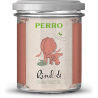 Produktbild von PERRO Geniesser Glas Set Hund Nassfutter Getreidefrei und Glutenfrei mit Rind Huhn Wild oder Lamm 6x300g