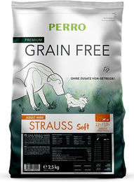 Produktbild von PERRO Grain Free Adult Mini Trockenfutter für kleine Hunde mit Strauß zur Zahnpflege getreidefrei