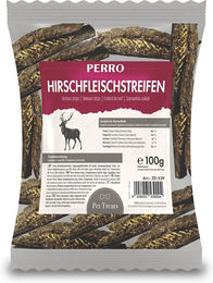 Produktbild von PERRO Hirschfleischstreifen Kausnack für Hunde getreidefrei und hypoallergen