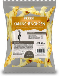 Produktbild von PERRO Kaninchenohren Naturkauartikel für kleine Hunde und Welpen hypoallergen und monoprotein mit Zahnpflege-Effekt