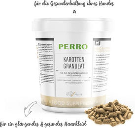 Produktbild von PERRO Karottengranulat für Hunde aller Altersstufen und Größen zur Unterstützung von Verdauung, Immunsystem sowie Haut und Fell 500g