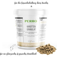 Produktbild von PERRO Karottengranulat für Hunde aller Altersstufen und Größen zur Unterstützung von Verdauung, Immunsystem sowie Haut und Fell 500g