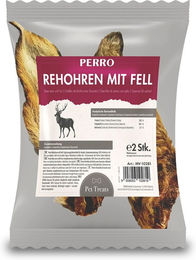 Produktbild von PERRO Naturkauartikel Rehohren mit Fell für Hunde Wild Monoprotein Getreidefrei und Glutenfrei