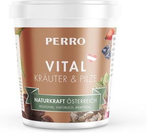 Produktbild von PERRO Naturkraft Vital Kräuter & Pilze Nahrungsergänzung für Hunde zur Immunstärkung und Unterstützung von Verdauung und Leber 250g