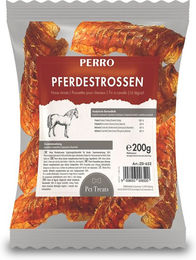 Produktbild von PERRO Pferdestrossen Hypoallergener Monoprotein Kausnack für Senioren Hunde 200g