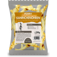Produktbild von PERRO Premium Pet Snacks Kaninchenohren Naturkauartikel für Welpen und kleine Hunde hypoallergen und monoprotein zur Zahnpflege 200g