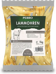 Produktbild von PERRO Premium Pet Snacks Lammohren Kausnack für Hunde hypoallergen und monoprotein 1000g