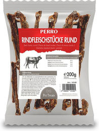 Produktbild von PERRO Premium Pet Snacks Rindfleischstücke rund Monoprotein Naturkauartikel für Hunde 200g