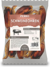 Produktbild von PERRO Premium Pet Snacks Schweineohren Monoprotein Kausnack für Hunde 1000g