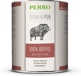 Produktbild von PERRO Premium Pur Büffel Nassfutter für Hunde Adult Monoprotein Hypoallergen 1000g