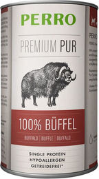 Produktbild von PERRO Premium Pur Büffel Nassfutter für Hunde Adult Monoprotein Hypoallergen Stückchen in Sauce 1000g