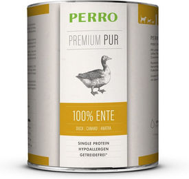 Produktbild von PERRO Premium Pur Ente Nassfutter für Hunde Adult Monoprotein Hypoallergen 1000g