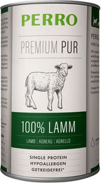 Produktbild von PERRO Premium Pur Lamm Nassfutter Hund Adult Hypoallergen Monoprotein Stückchen in Sauce 1000g