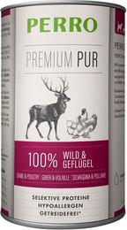 Produktbild von PERRO Premium Pur Nassfutter für Hunde Adult Wild und Geflügel Hypoallergen und Sensitive 1000g