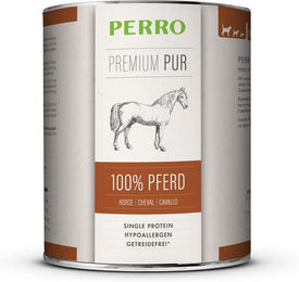 Produktbild von PERRO Premium Pur Pferd Nassfutter für Hunde Adult Monoprotein Hypoallergen Stückchen in Sauce