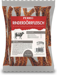 Produktbild von PERRO Rinder-Trockenfleisch Filets Monoprotein Kauartikel für Hunde und Welpen zur Zahnpflege und Gewichtskontrolle 250g