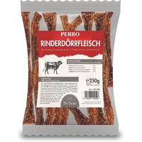 Produktbild von PERRO Rinder-Trockenfleisch Filets Monoprotein Kauartikel für Hunde und Welpen zur Zahnpflege und Gewichtskontrolle 250g