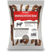 Produktbild von PERRO Rindfleischstücke rund Monoprotein Trockenfleisch Kauartikel für Hunde 1000g