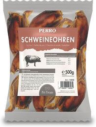 Produktbild von PERRO Schweineohren Monoprotein Kausnack für Hunde 500g