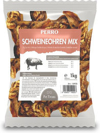 Produktbild von PERRO Schweineohren Premium Mix Monoprotein Kausnack für Hunde 1000g
