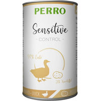 Produktbild von PERRO Sensitive Control Hundefutter Ente mit Kartoffeln Stückchen in Sauce getreidefrei und hypoallergen 1000g Dose