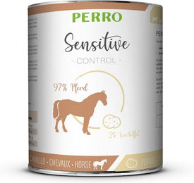 Produktbild von PERRO Sensitive Control Pferd und Kartoffel Pferdefutter mit Stückchen in Sauce getreidefrei und hypoallergen 1000g