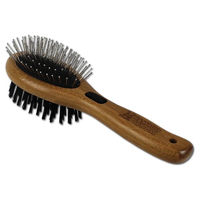 Produktbild von Pet Adventures Worldwide Bamboo Groom 2in1 Doppelbürste aus Bambus mit Wildschweinborsten und Edelstahlpins für Hund und Katze