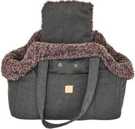PET & Co. Hundetasche Lucky Canvas Transportbox aus Baumwolle Grau für kleine Rassen – Bild 1 von 3