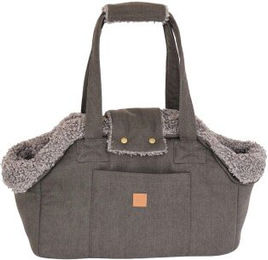 PET & Co. Transportbox Lucky Canvas aus Baumwolle grau für kleine Hunde und Katzen – Bild 1 von 3